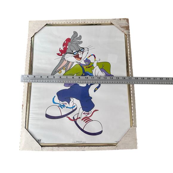 Vintage OSP Bugs Bunny Hip Hop Rapper Baggy Looney Tunes Poster Framed 1993 New - Picture 5 of 6